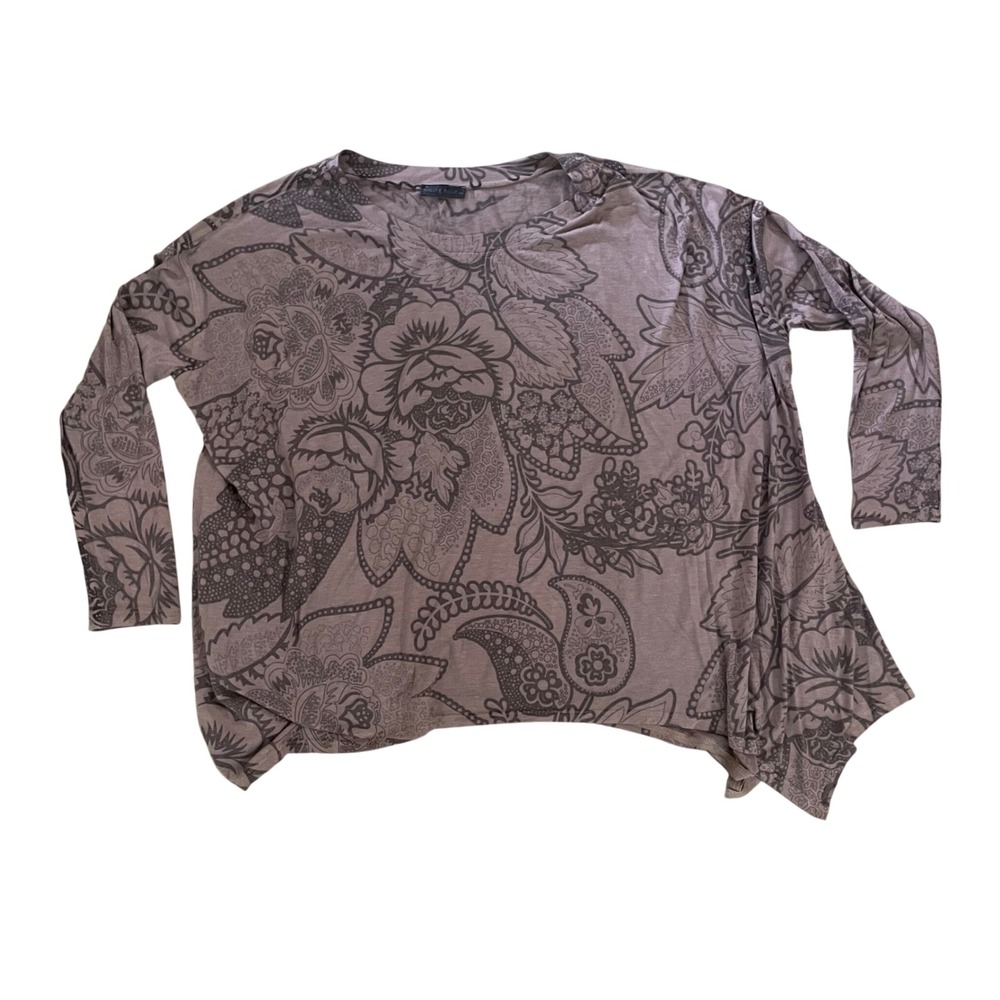 Nally & Millie Mauve Floral Paisley Oversized Tunic Top One Size Made in USA